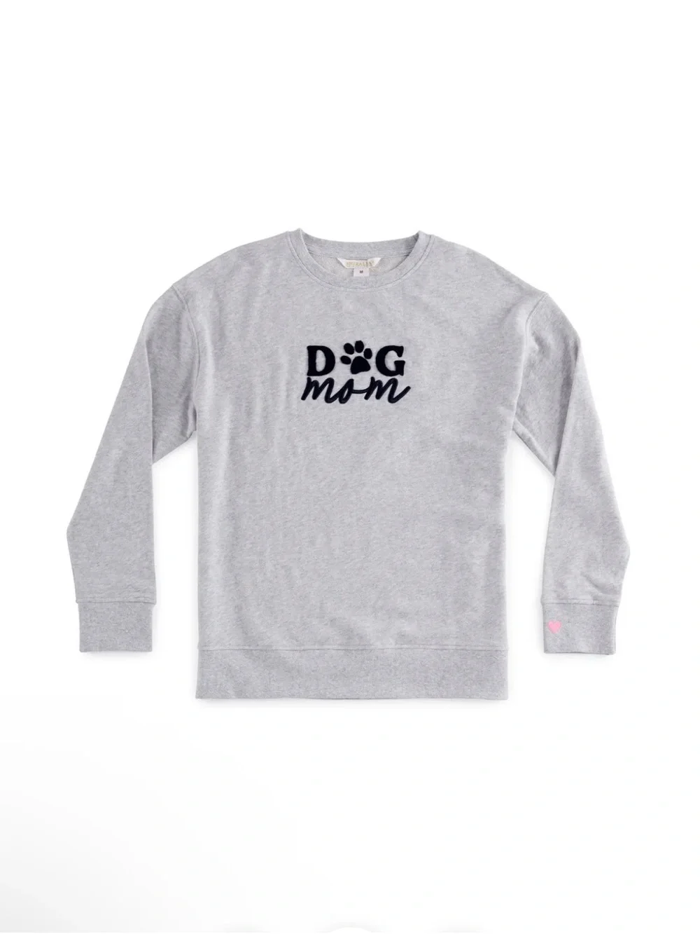 Embroidered 🐾 Dog Mom Long Sleeve Grey Shirt medium